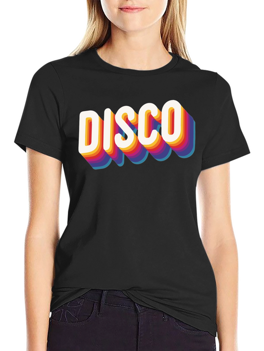 Retro Disco Graphic Tee - Black Cotton Blend
