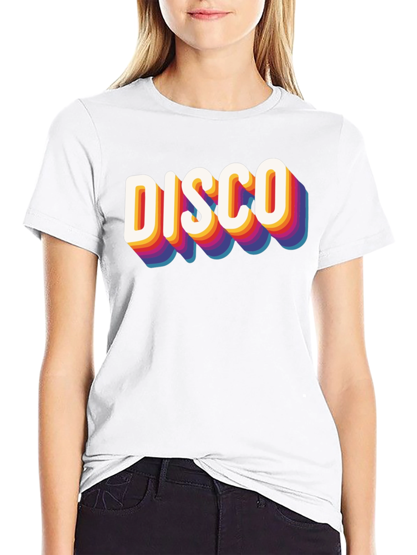 Retro Disco Graphic Tee - Black Cotton Blend