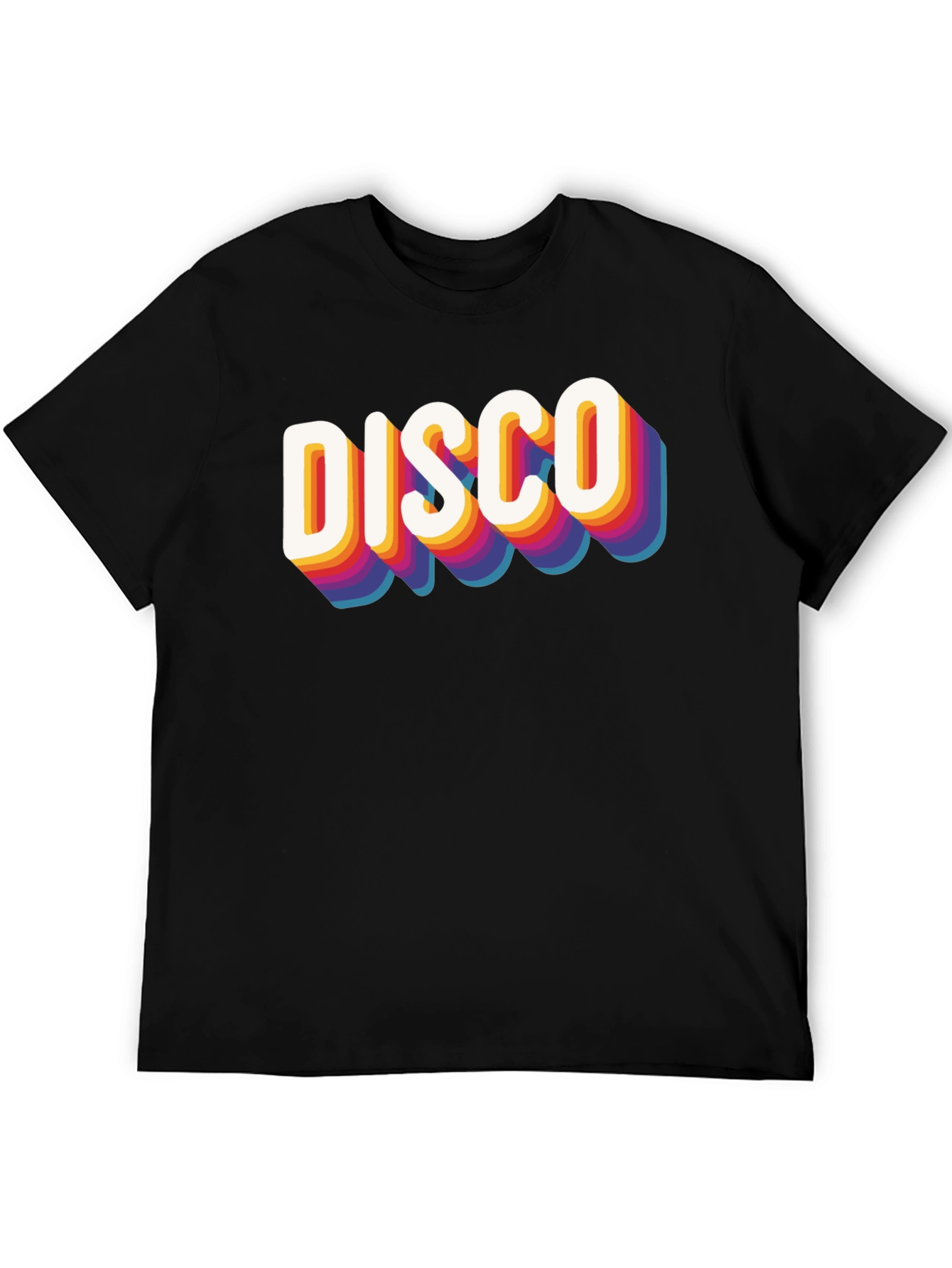 Retro Disco Graphic Tee - Black Cotton Blend