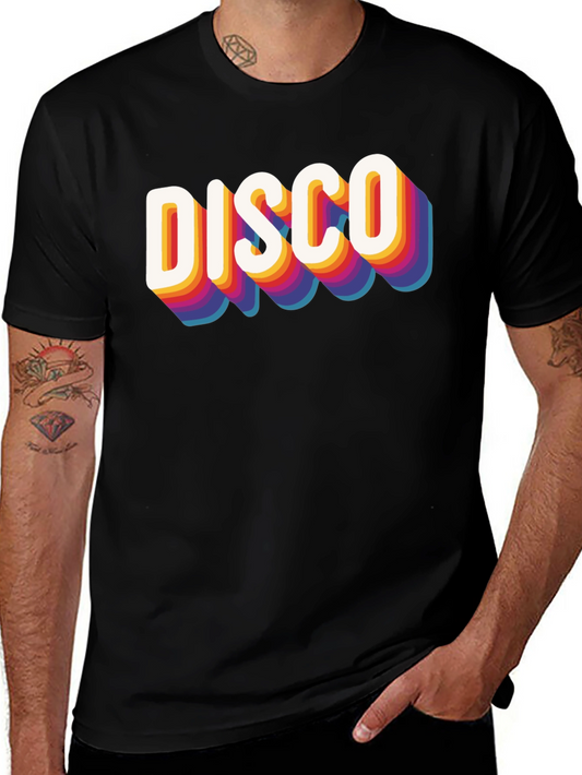 Retro Disco Graphic Tee - Black Cotton Blend