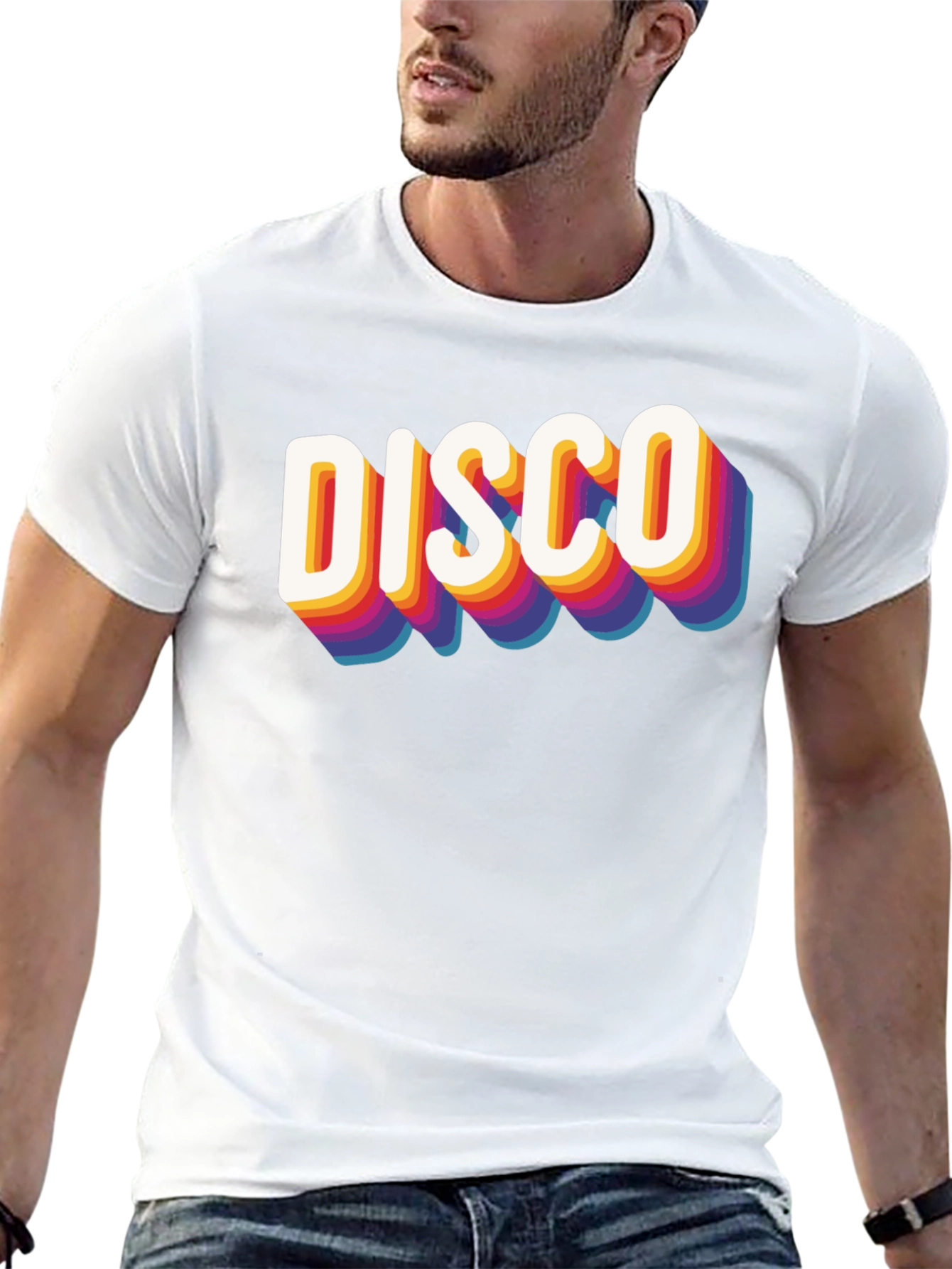 Retro Disco Graphic Tee - Black Cotton Blend