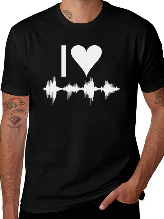 I Heart Sound Wave Black T-Shirt