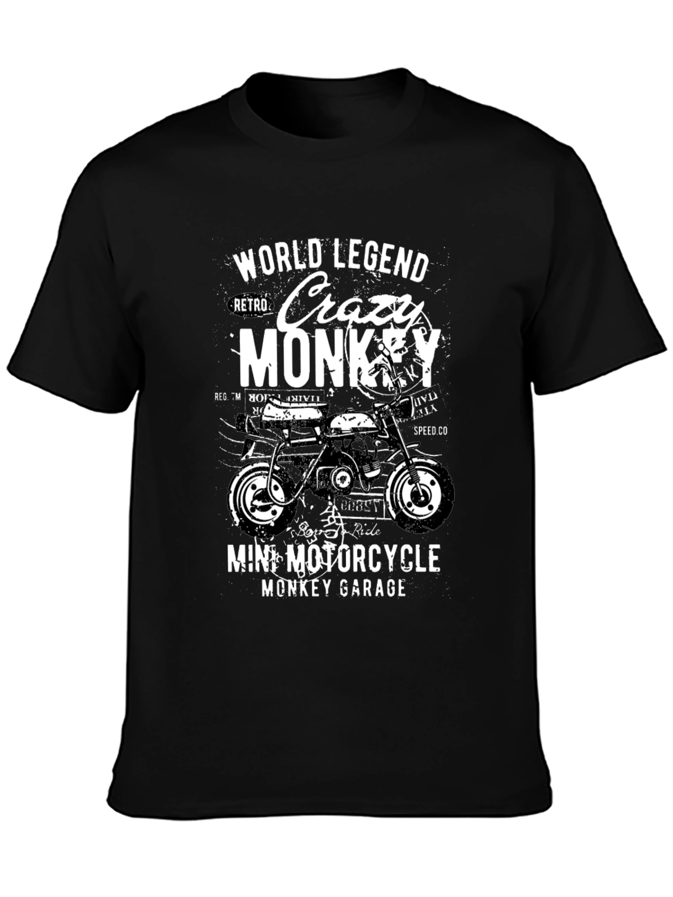 Crazy Monkey Mini Motorcycle T-Shirt - Retro Design