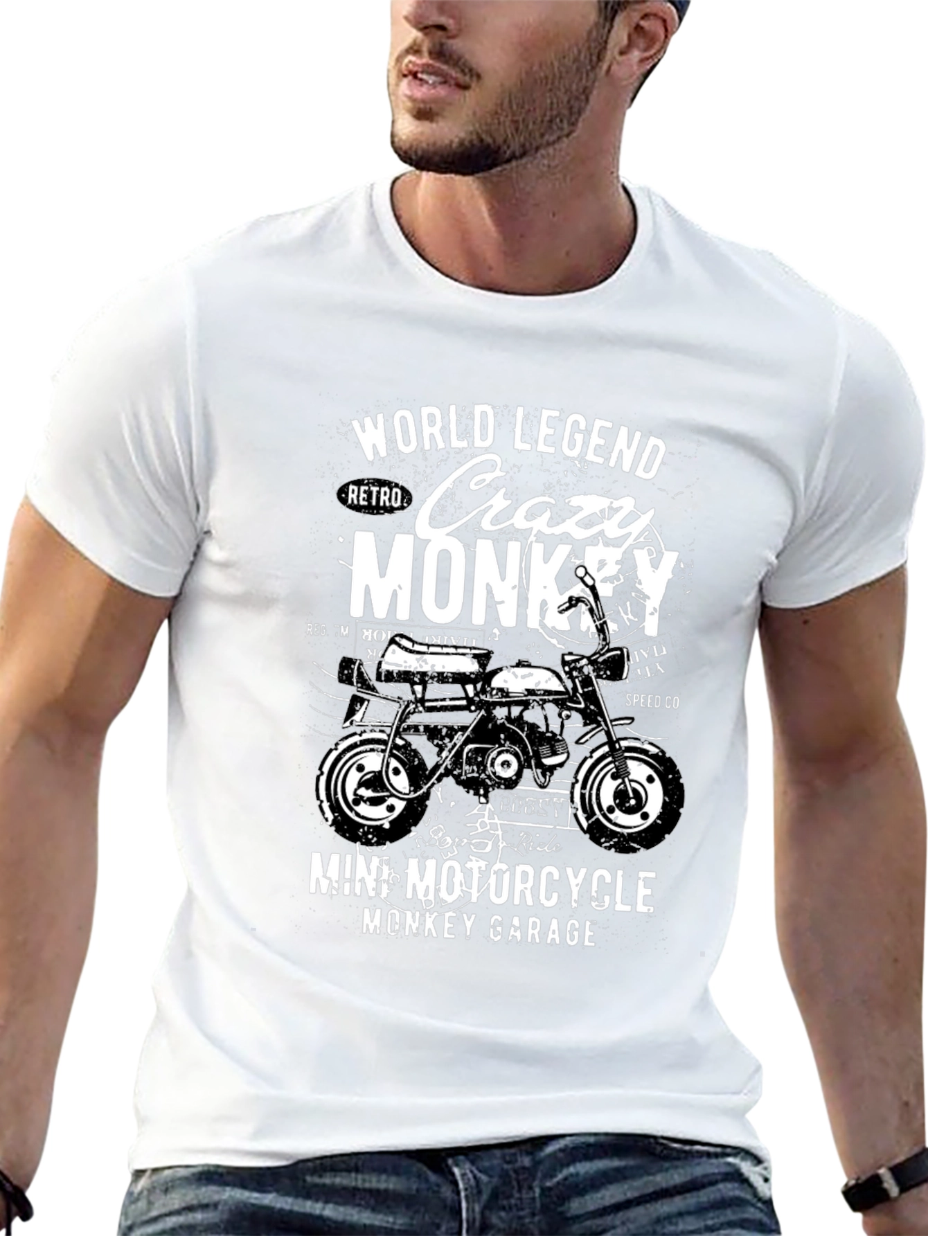Crazy Monkey Mini Motorcycle T-Shirt - Retro Design