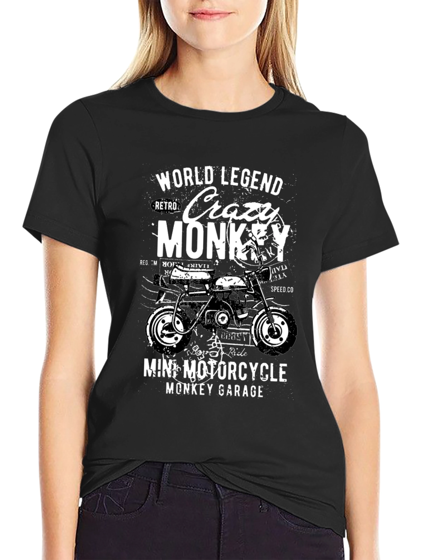 Crazy Monkey Mini Motorcycle T-Shirt - Retro Design