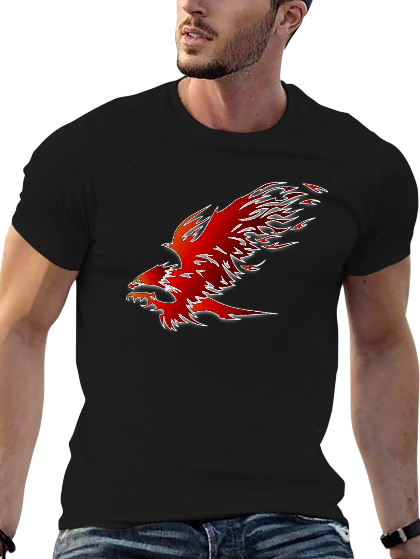Fiery Phoenix Graphic Tee - Bold Black Shirt