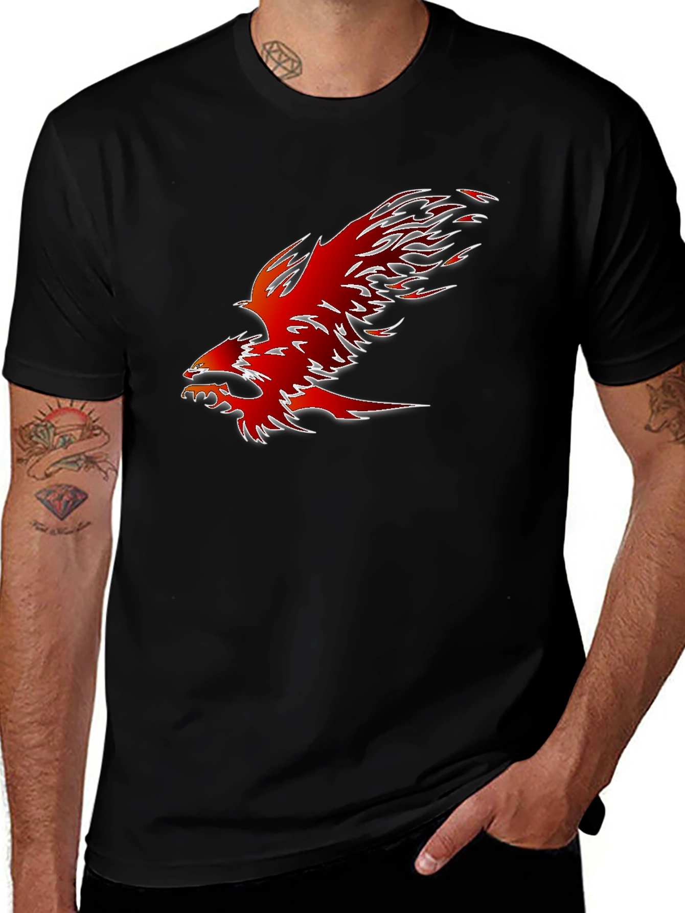 Fiery Phoenix Graphic Tee - Bold Black Shirt