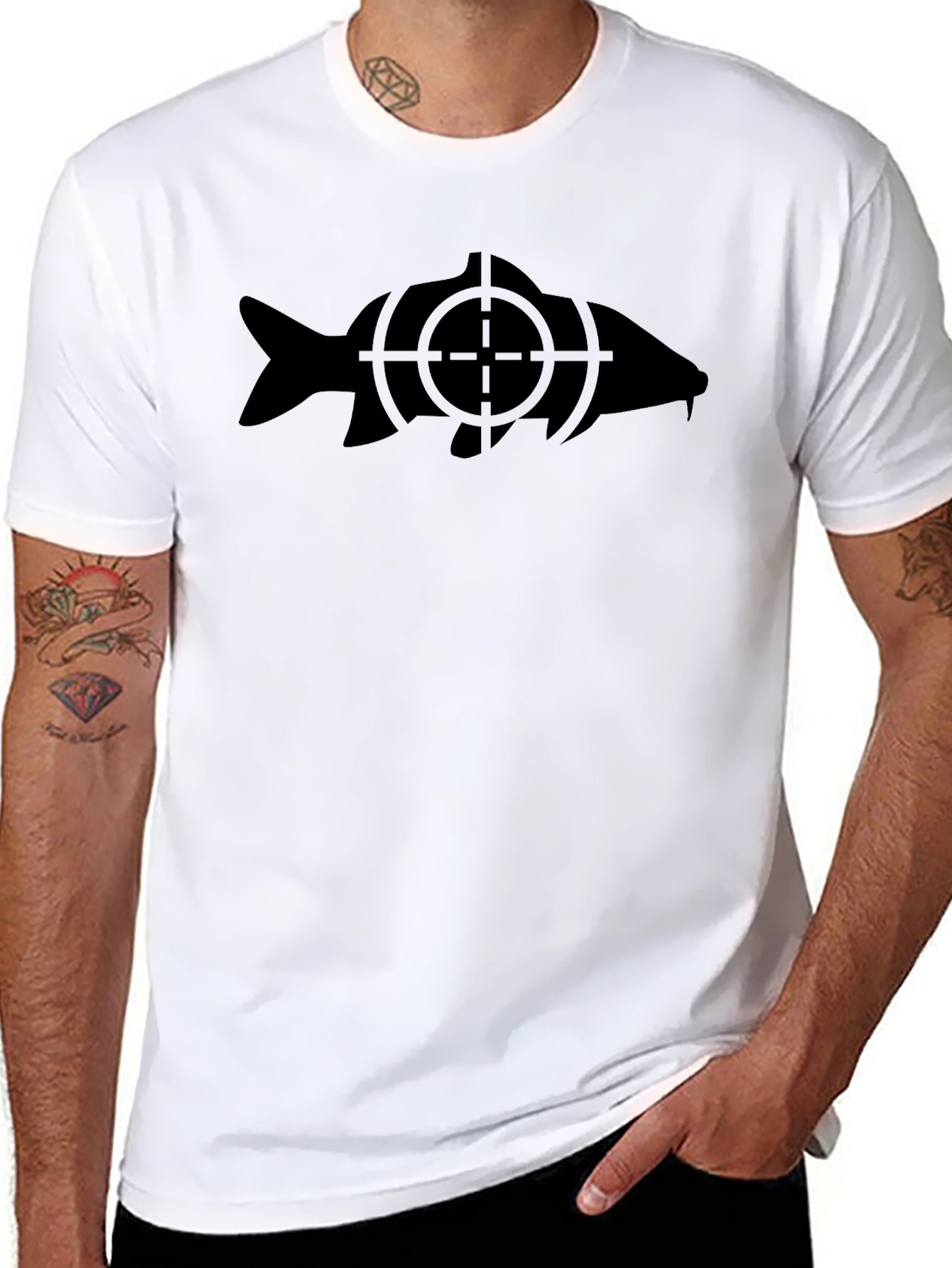 Target Fish Graphic Black T-Shirt - Carp Angler Tee