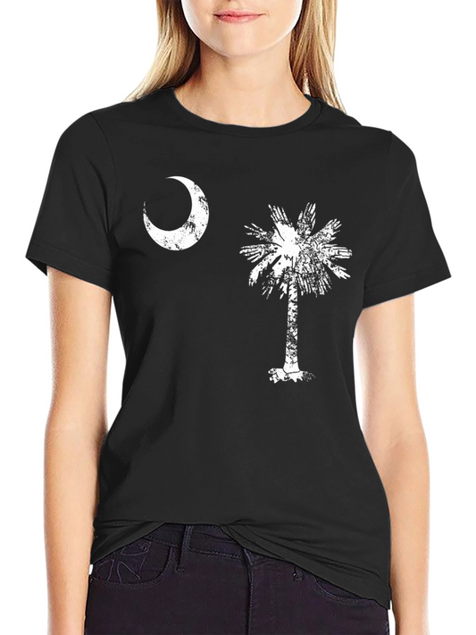 South Carolina Flag Tee - Crescent Moon Palm Tree T-Shirt