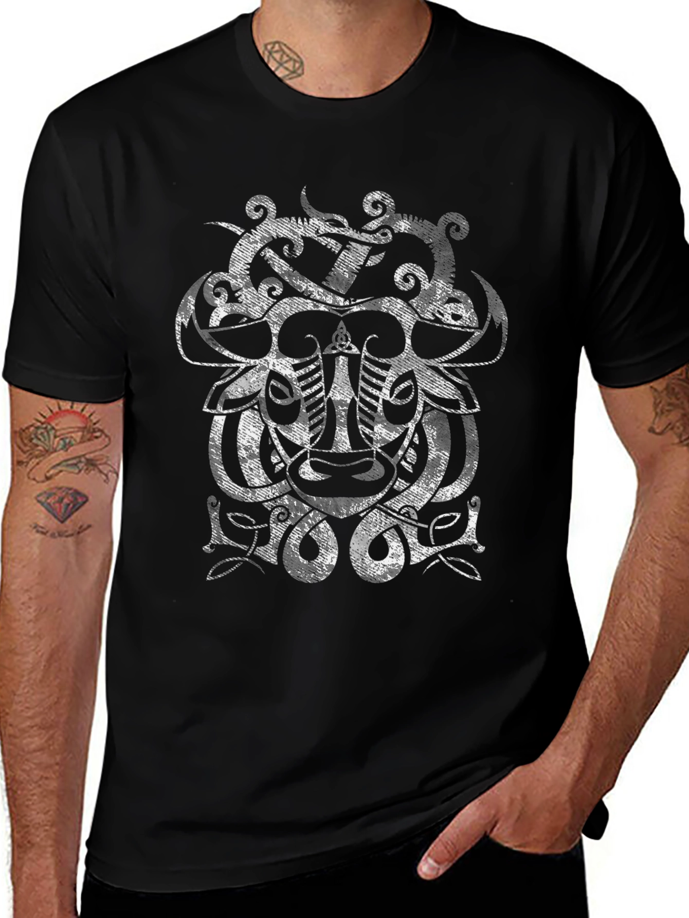 Viking Knotwork Graphic Tee - Black