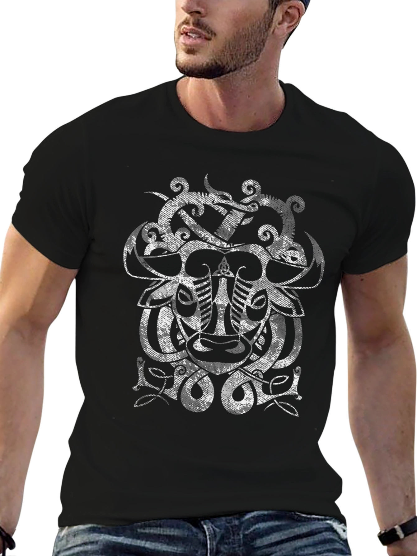 Viking Knotwork Graphic Tee - Black