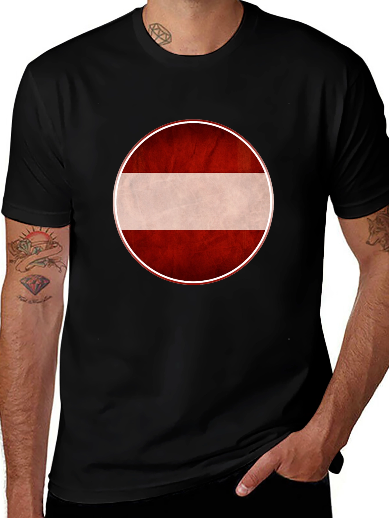 Latvia Flag Graphic Tee - Unisex Black T-Shirt