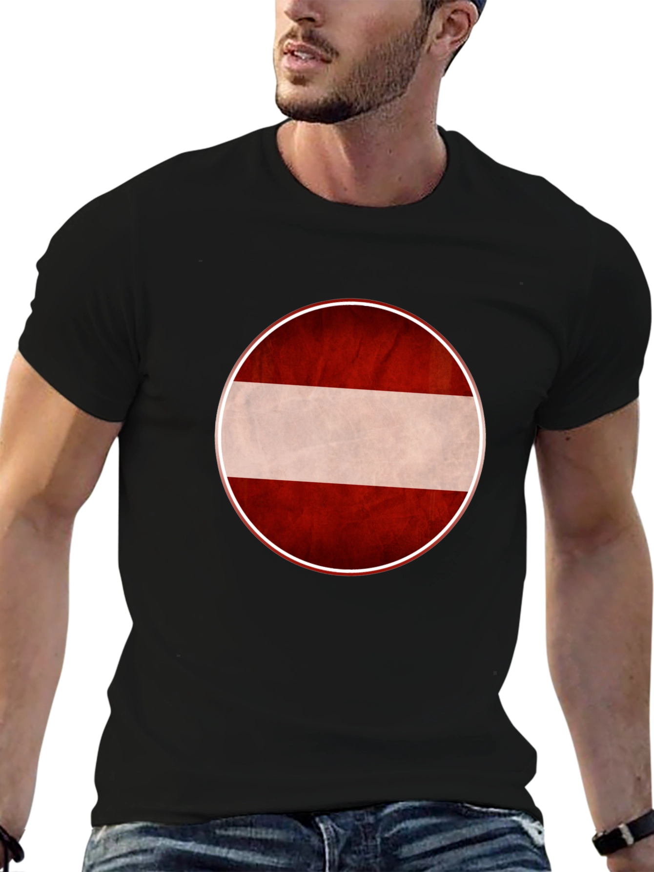 Latvia Flag Graphic Tee - Unisex Black T-Shirt
