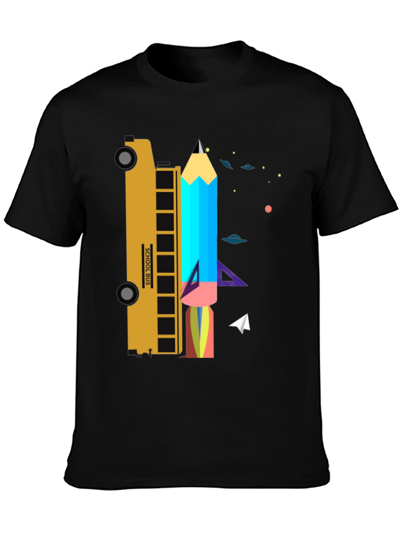 School Bus & Pencil Rocket Graphic Tee
