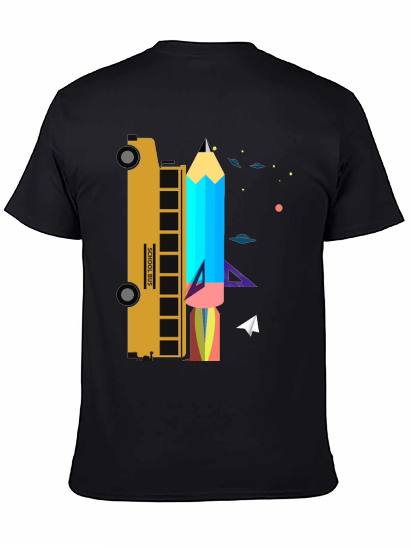 School Bus & Pencil Rocket Graphic Tee