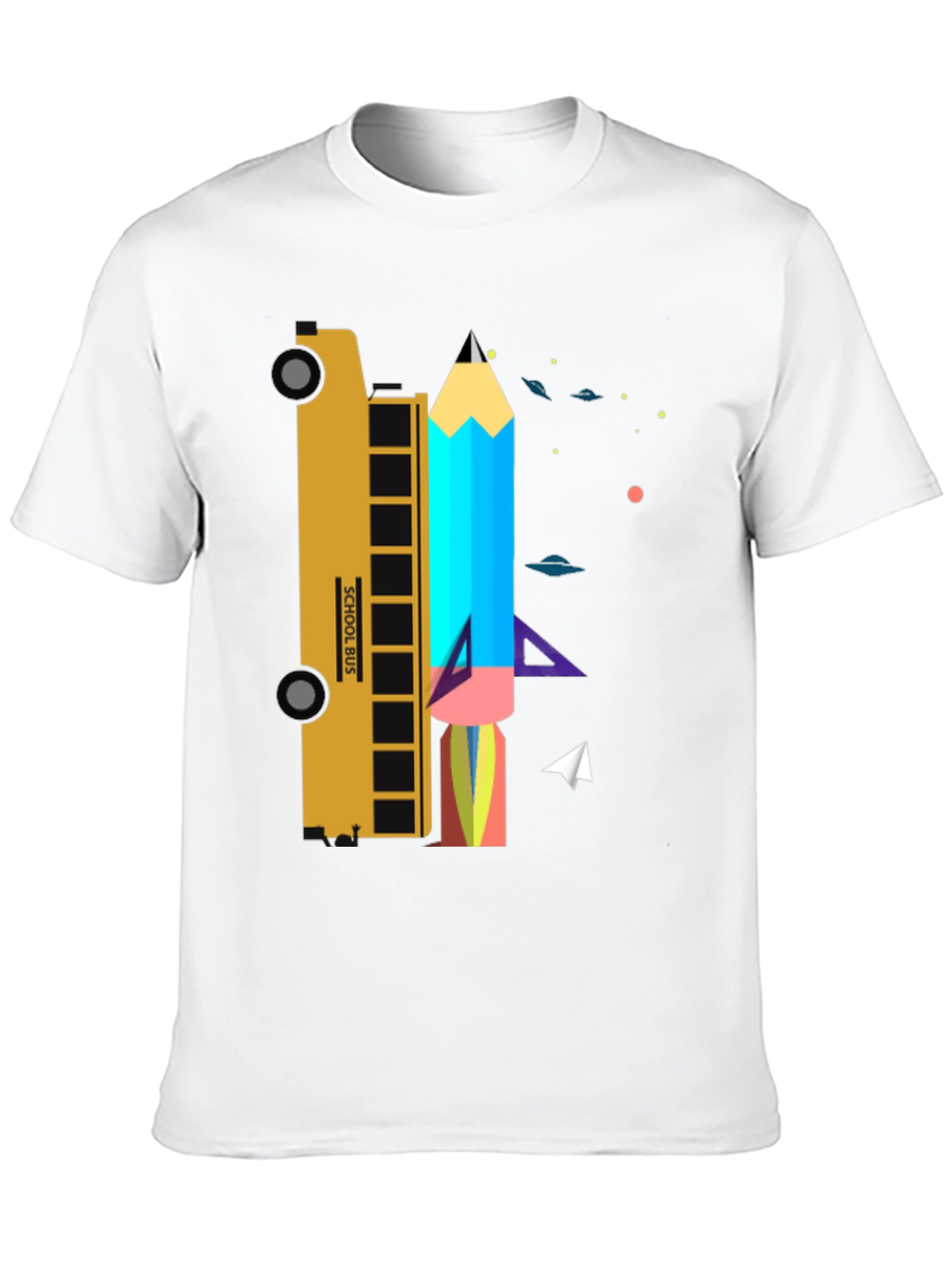 School Bus & Pencil Rocket Graphic Tee