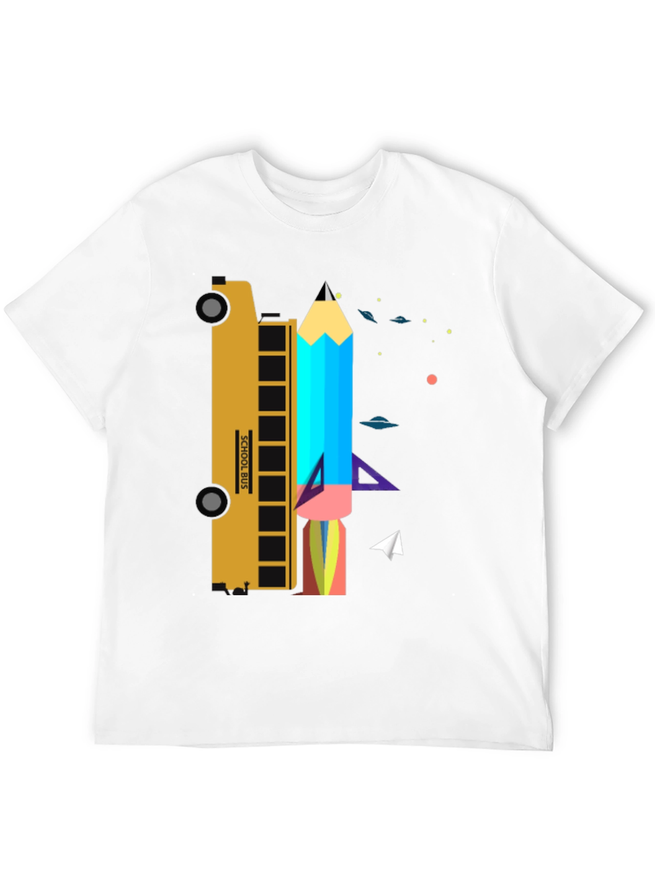 School Bus & Pencil Rocket Graphic Tee