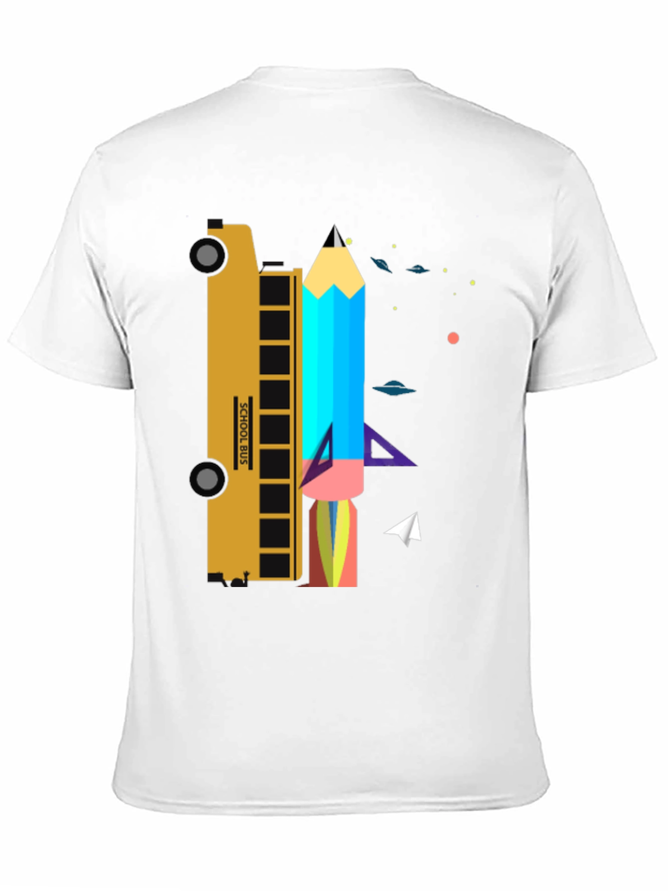 School Bus & Pencil Rocket Graphic Tee