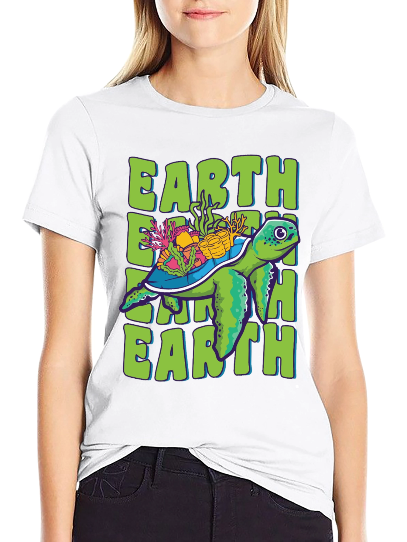 Earth Turtle Graphic Tee - Save the Planet T-Shirt