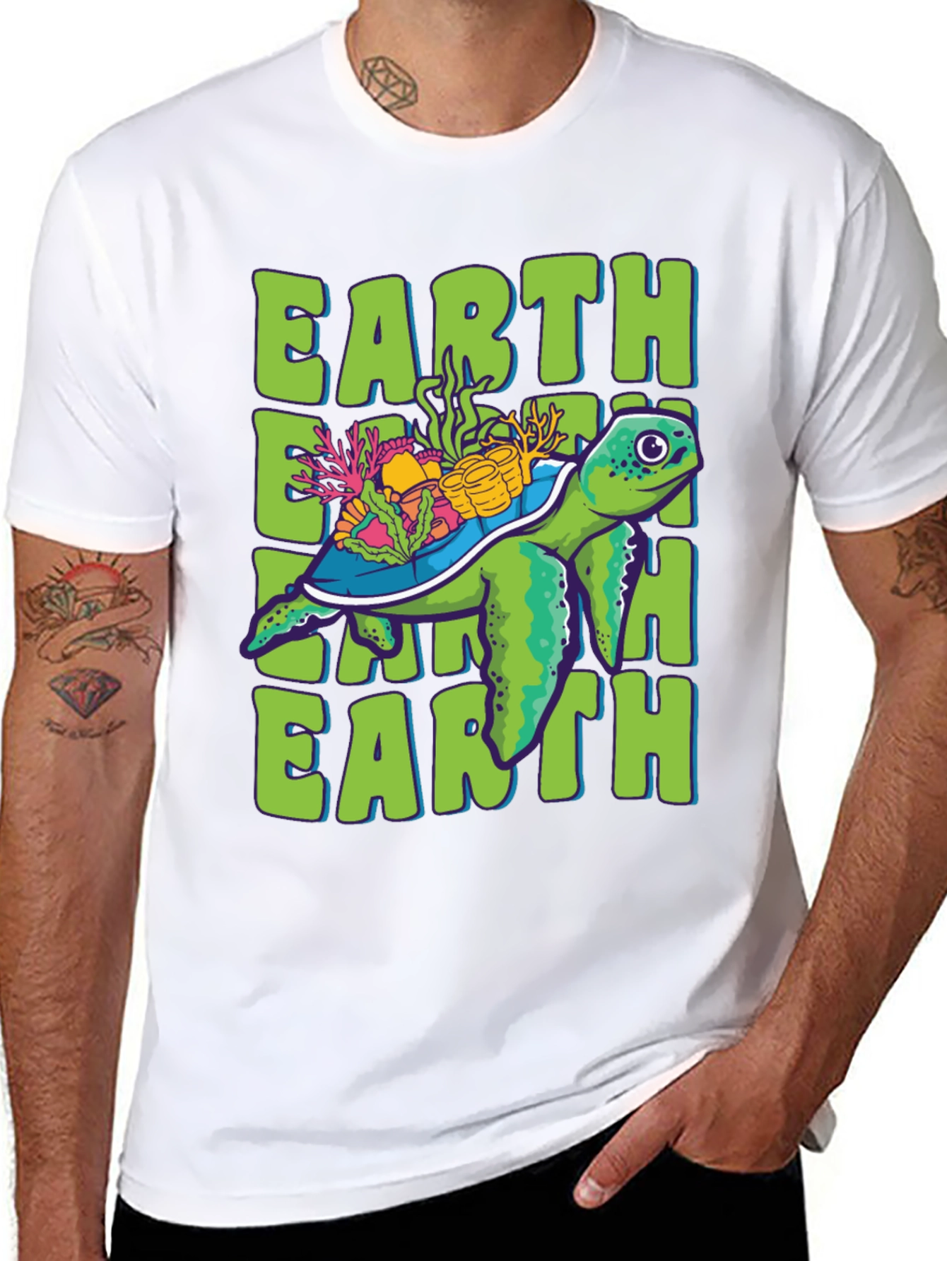 Earth Turtle Graphic Tee - Save the Planet T-Shirt