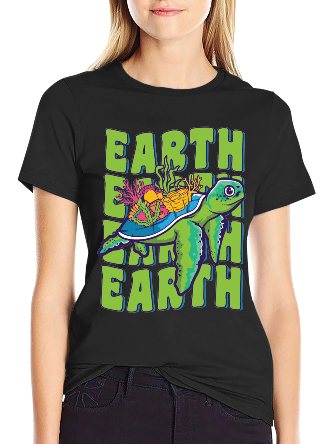 Earth Turtle Graphic Tee - Save the Planet T-Shirt
