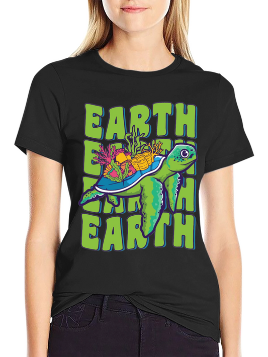 Earth Turtle Graphic Tee - Save the Planet T-Shirt