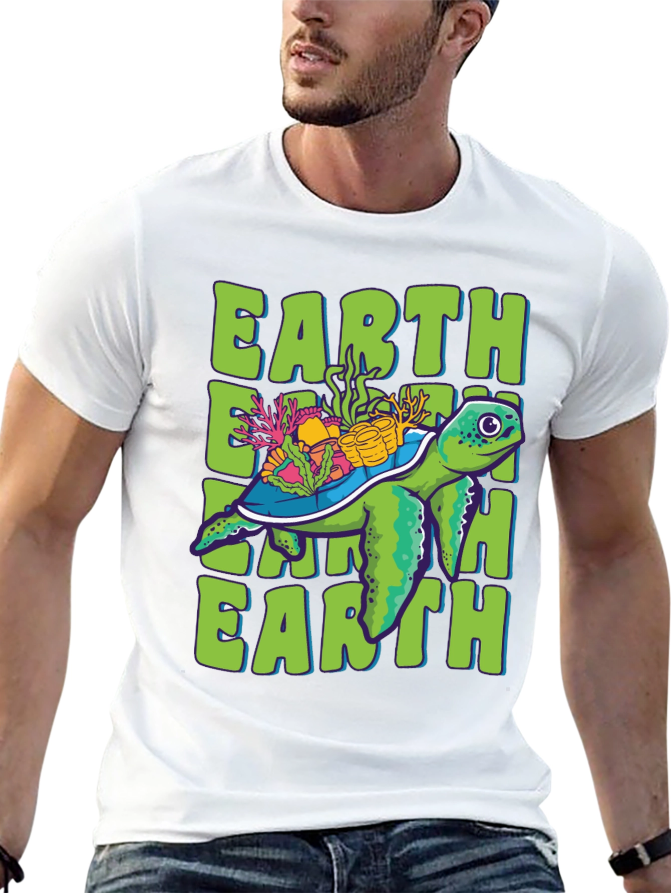 Earth Turtle Graphic Tee - Save the Planet T-Shirt