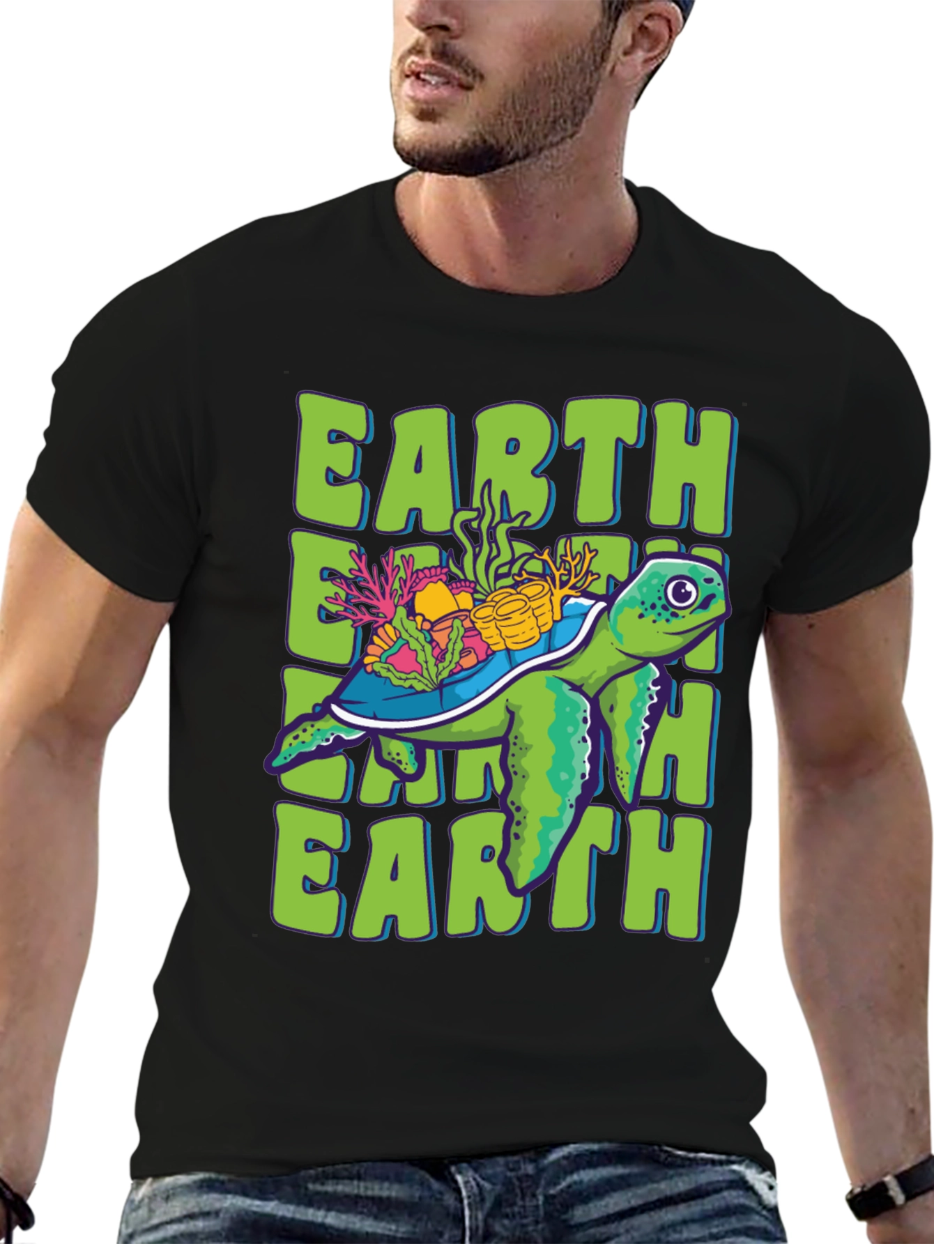 Earth Turtle Graphic Tee - Save the Planet T-Shirt
