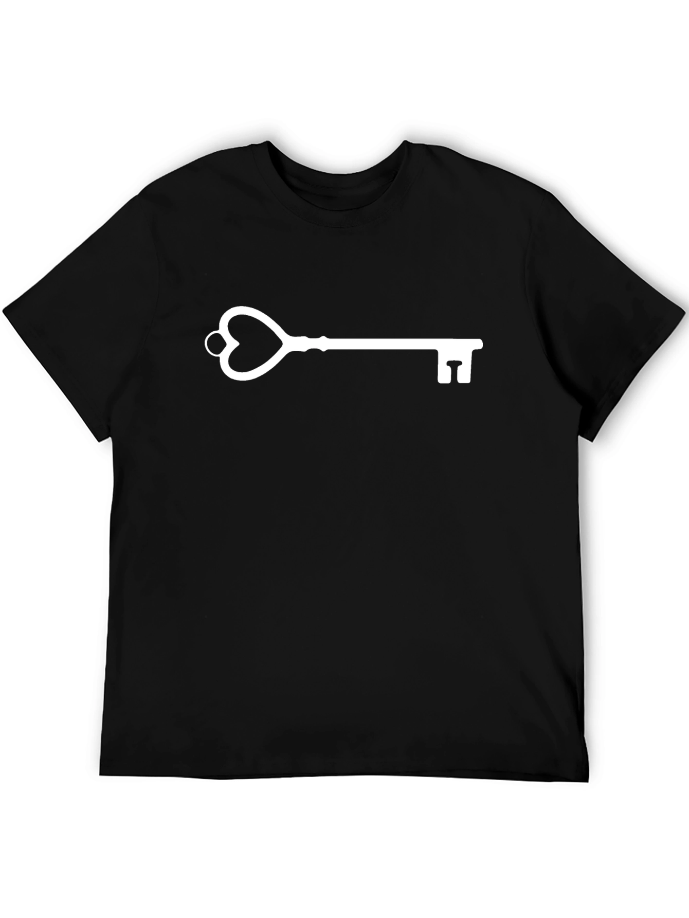 Heart Key Graphic Tee - Black Cotton T-Shirt