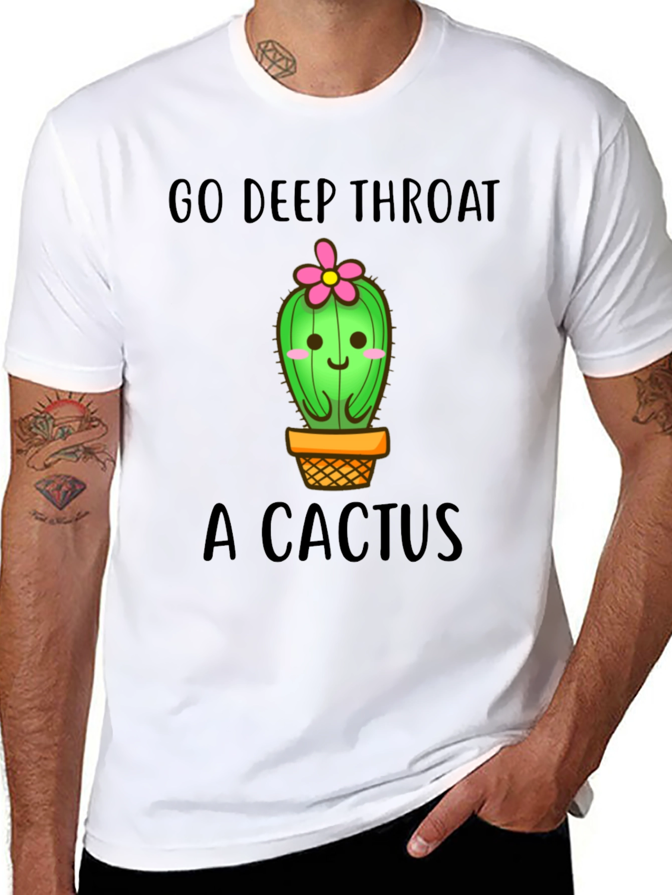 Go Deep Throat a Cactus Funny Graphic Tee