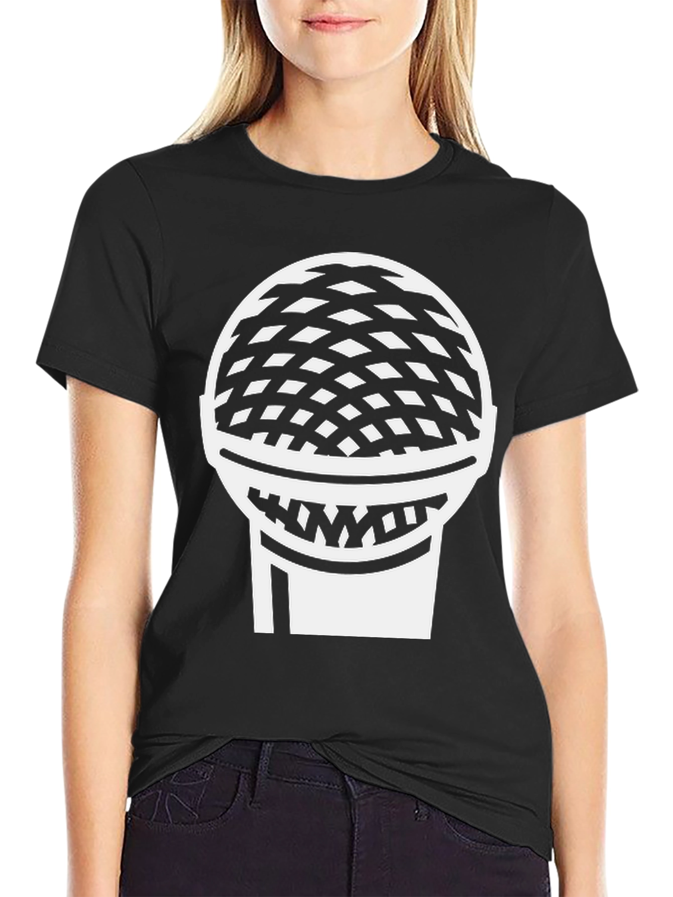 Microphone Graphic Tee - Black
