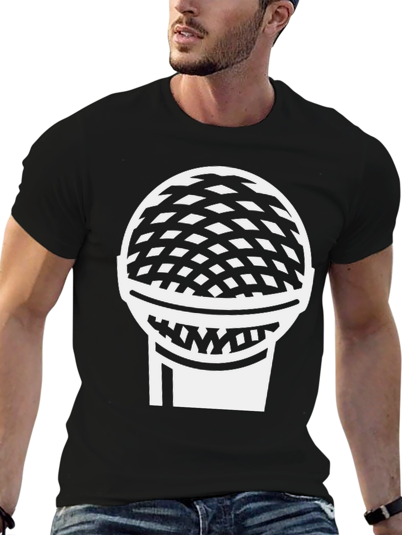 Microphone Graphic Tee - Black