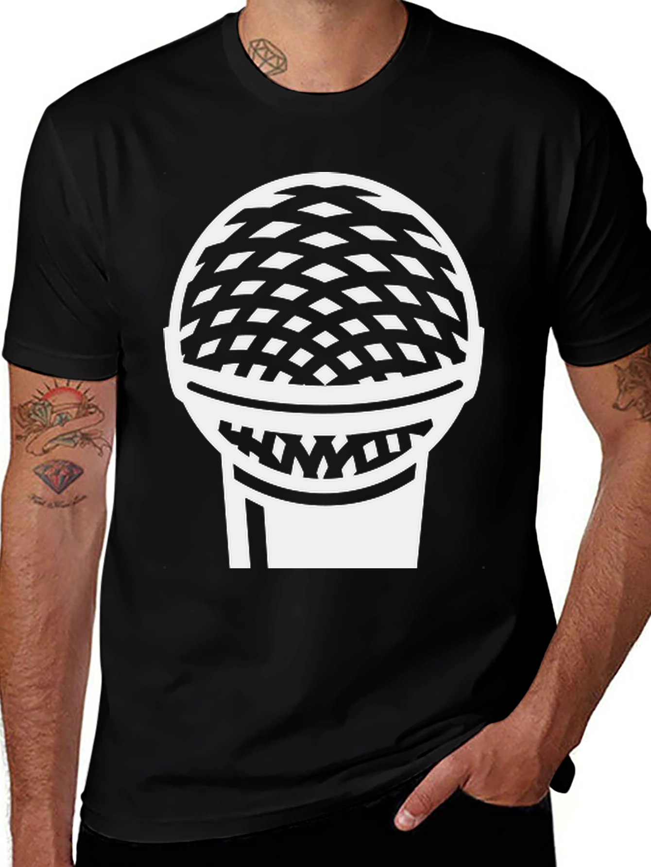 Microphone Graphic Tee - Black