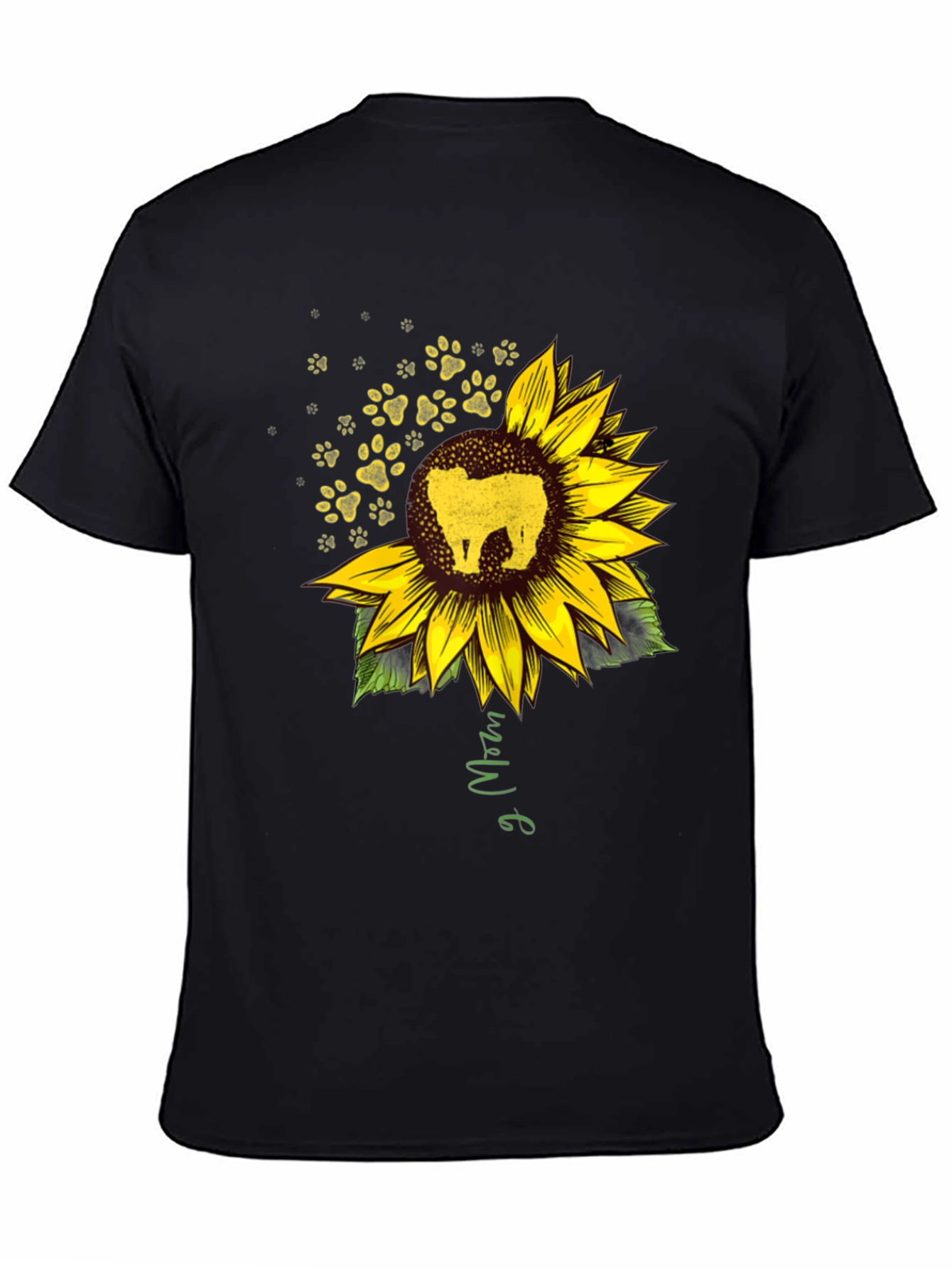 Sunflower Dog Mom Black T-Shirt