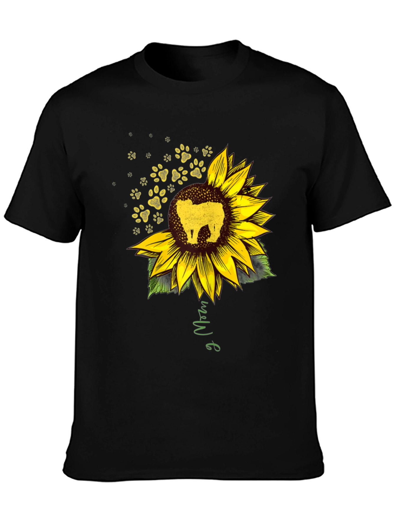 Sunflower Dog Mom Black T-Shirt