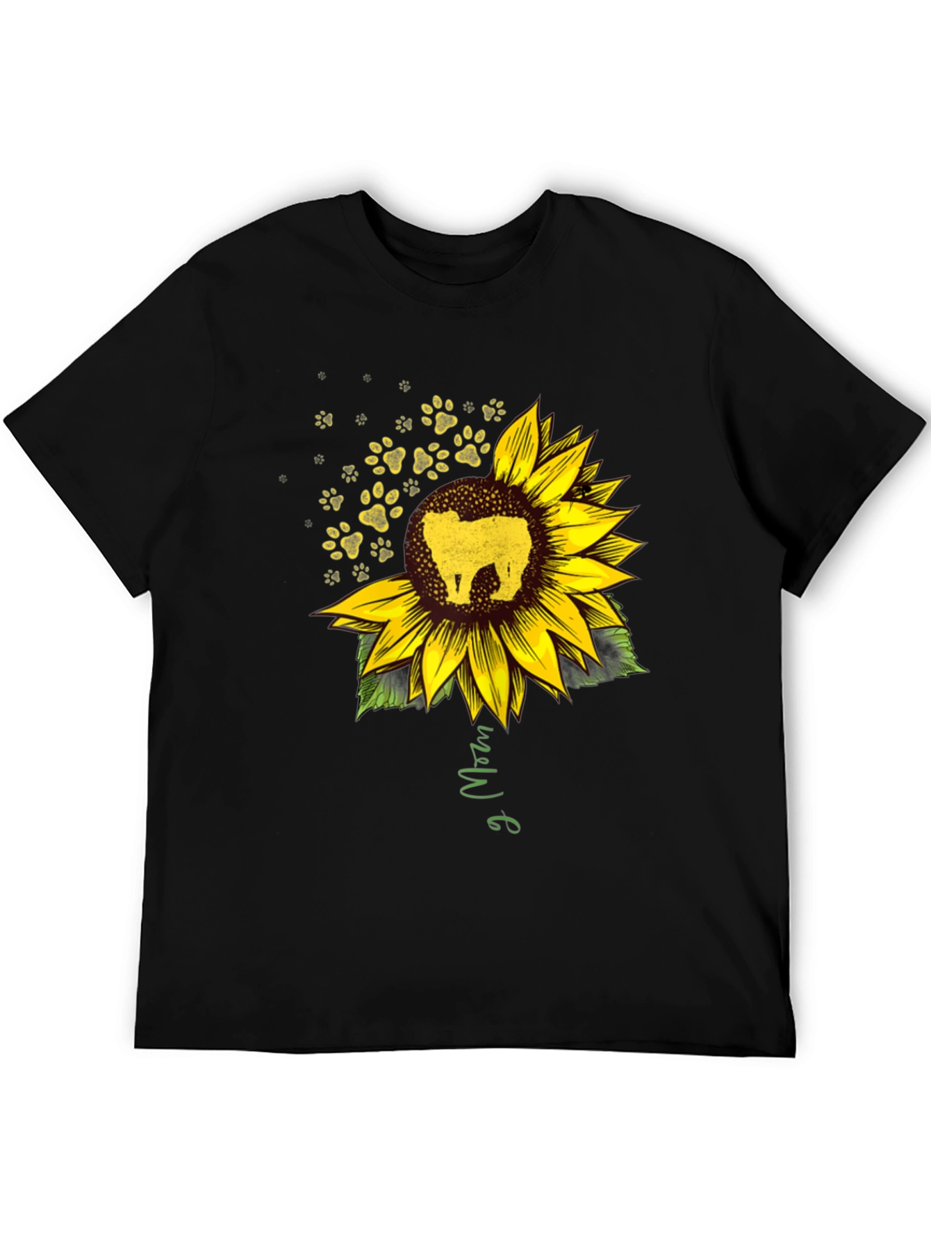 Sunflower Dog Mom Black T-Shirt