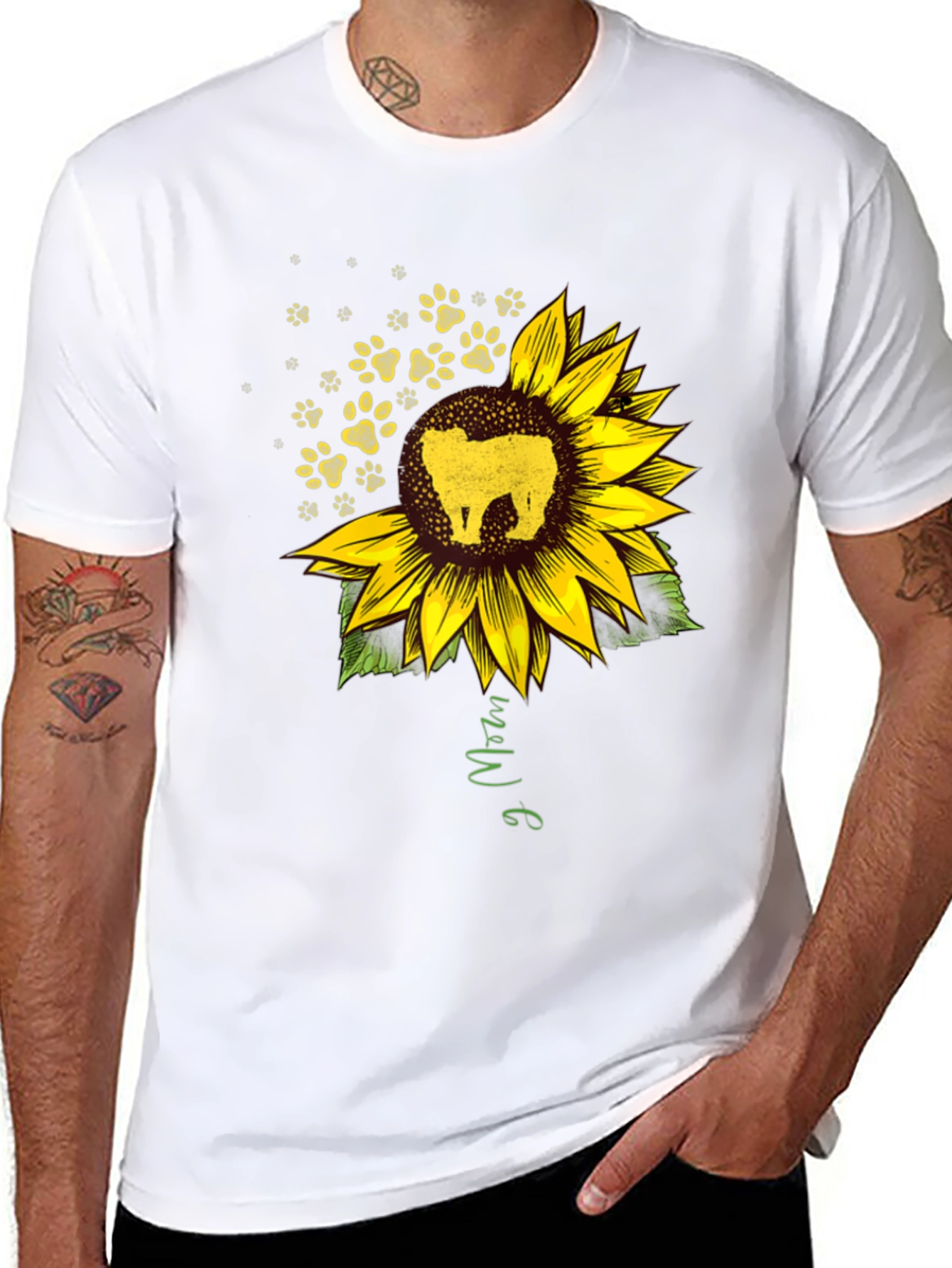 Sunflower Dog Mom Black T-Shirt