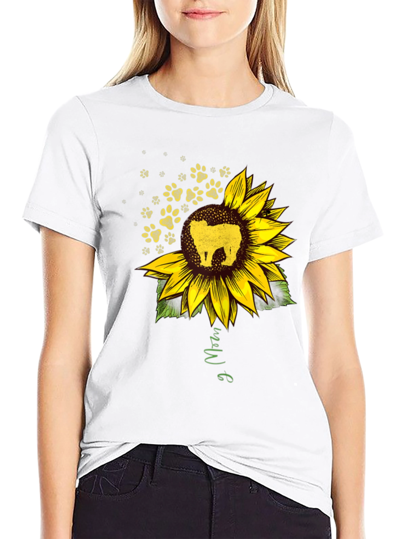 Sunflower Dog Mom Black T-Shirt