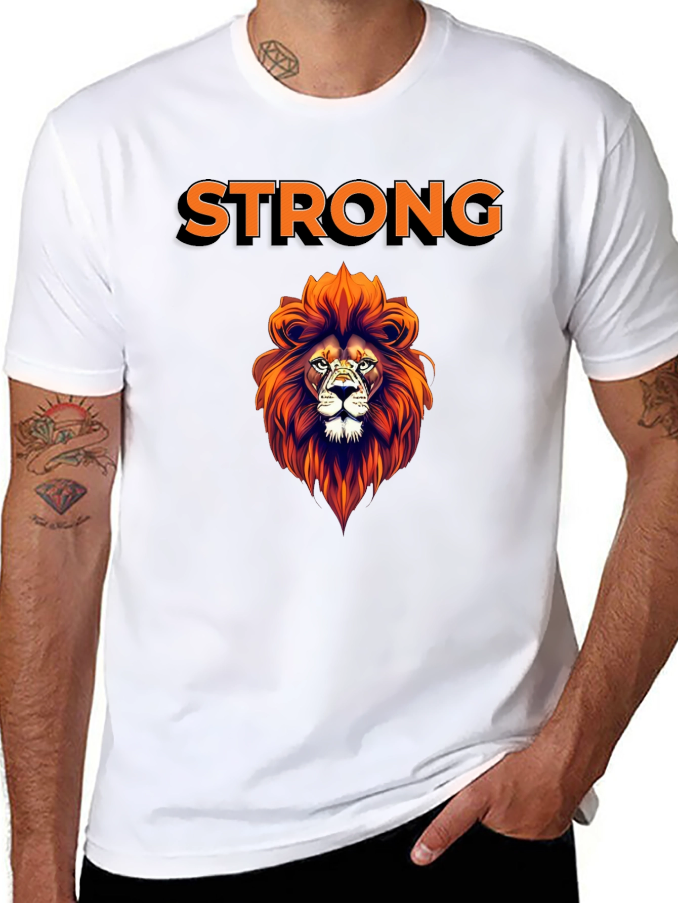 Strong Lion Graphic Tee - Stylish Mens T-Shirt