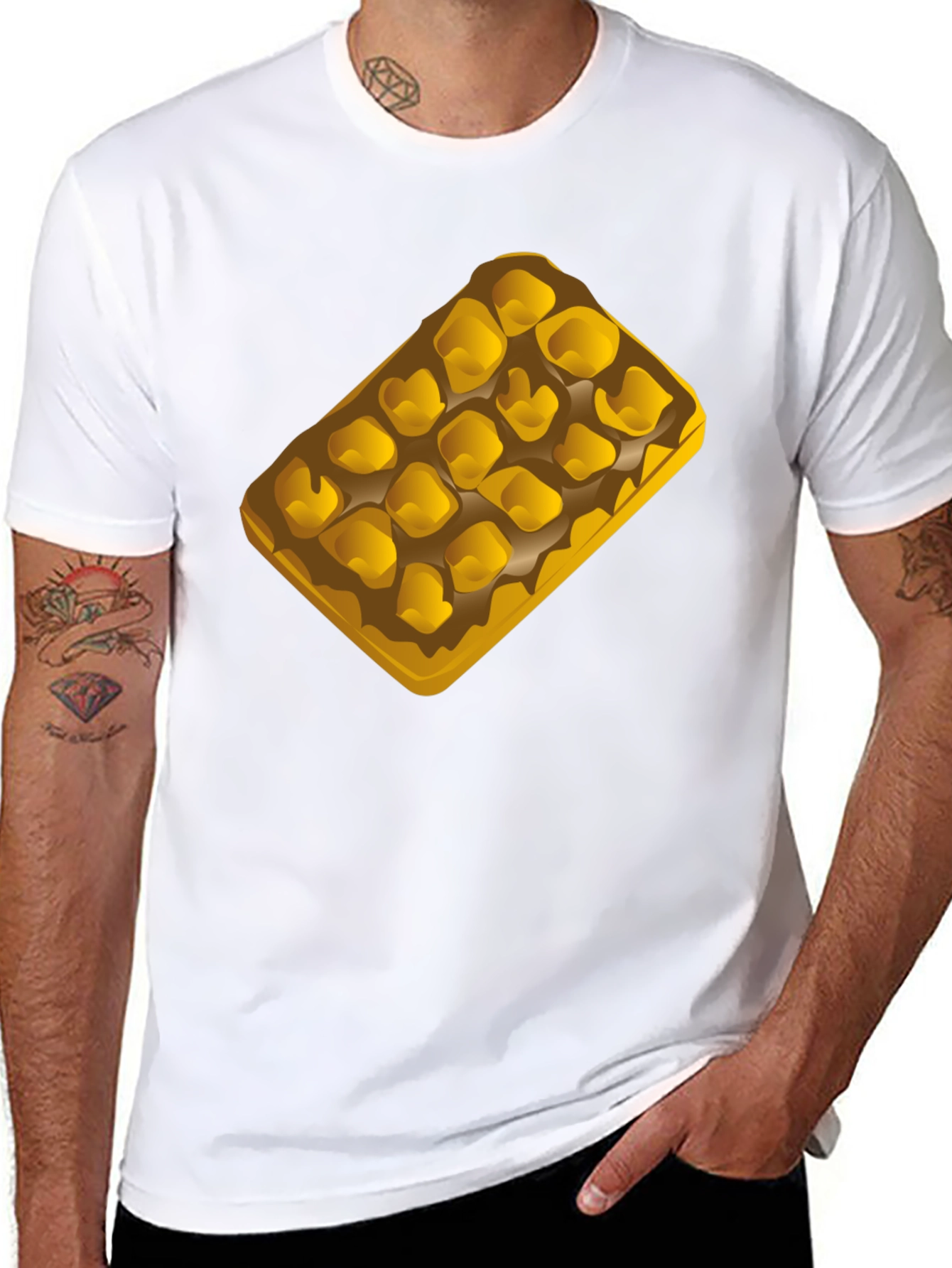 Waffle Graphic T-Shirt - Casual Black Tee