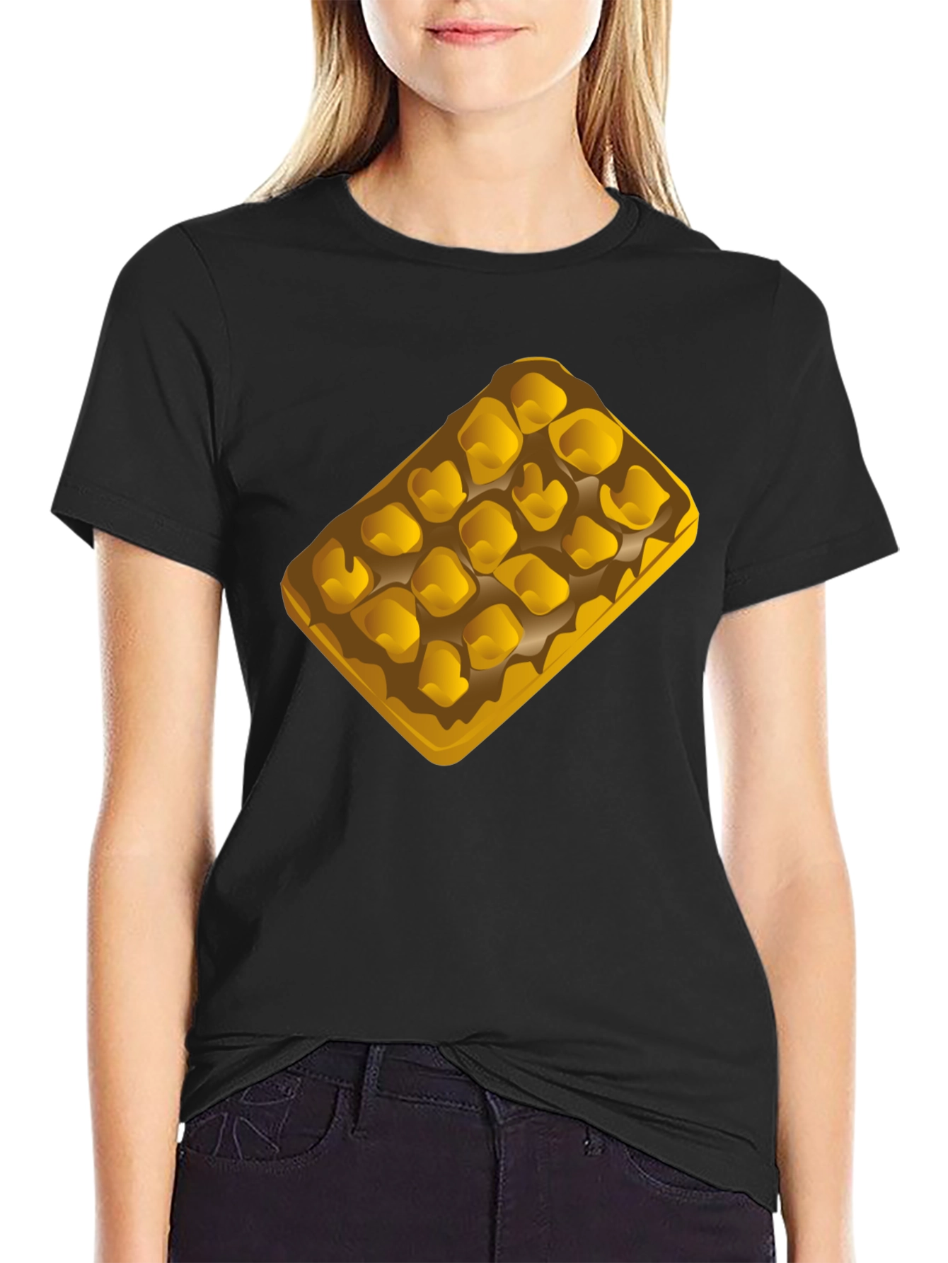 Waffle Graphic T-Shirt - Casual Black Tee