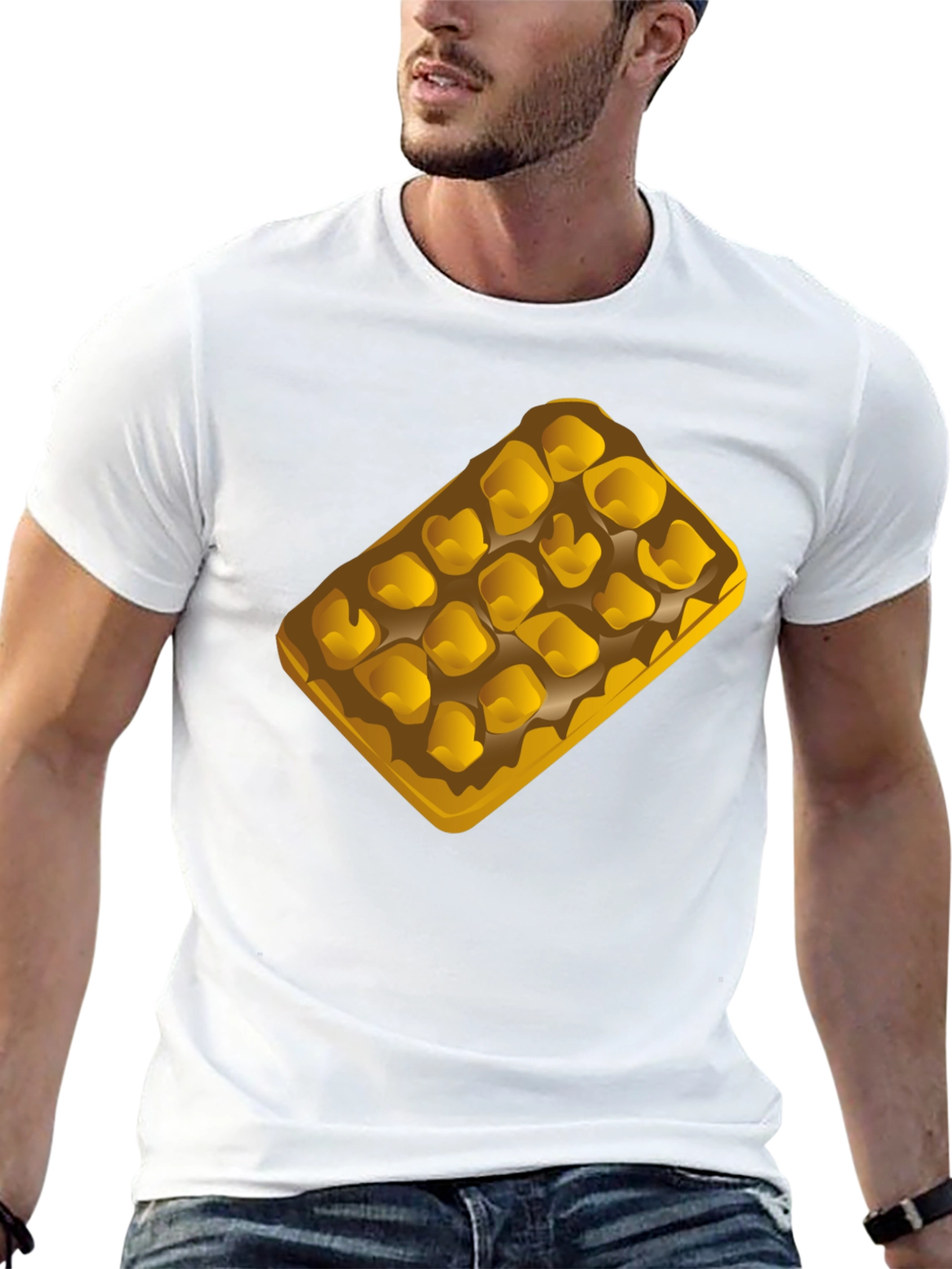 Waffle Graphic T-Shirt - Casual Black Tee