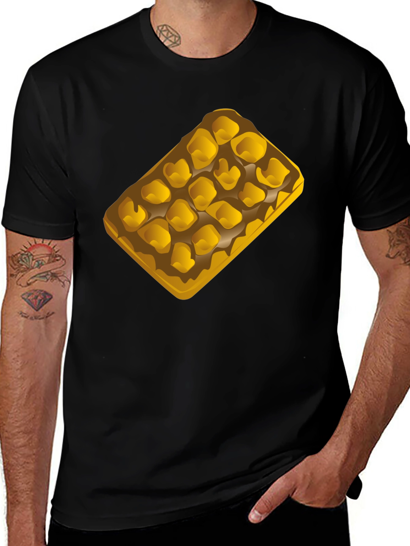 Waffle Graphic T-Shirt - Casual Black Tee