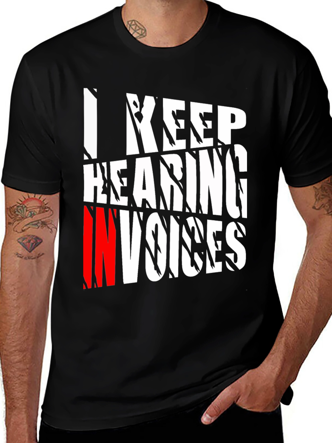 I Keep Hearing Invoices Mens Black Graphic T-Shirt