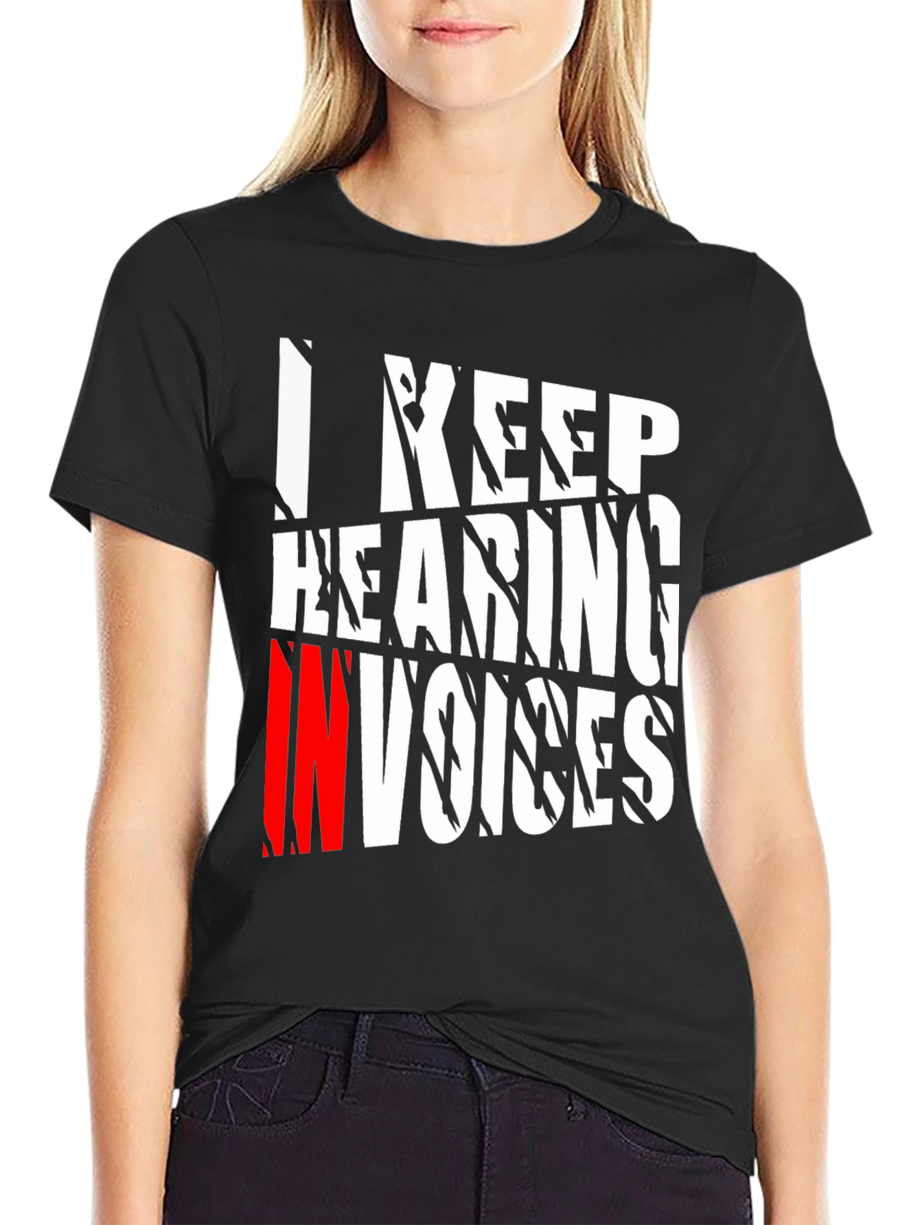 I Keep Hearing Invoices Mens Black Graphic T-Shirt