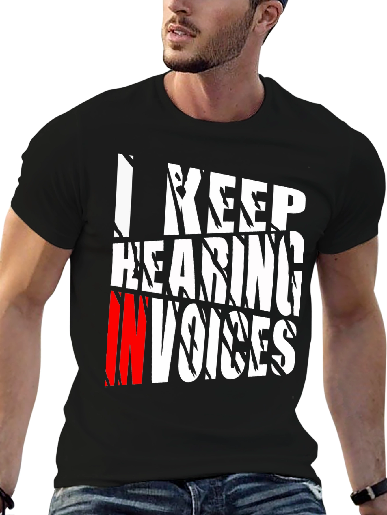 I Keep Hearing Invoices Mens Black Graphic T-Shirt