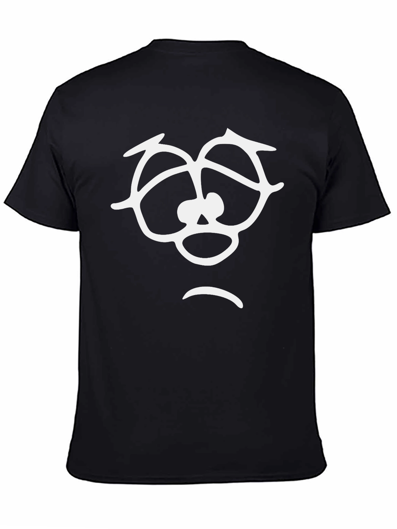 Sad Face Graphic Tee - Casual Black T-Shirt