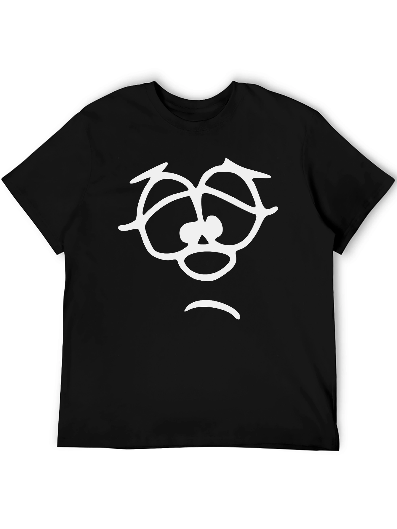 Sad Face Graphic Tee - Casual Black T-Shirt