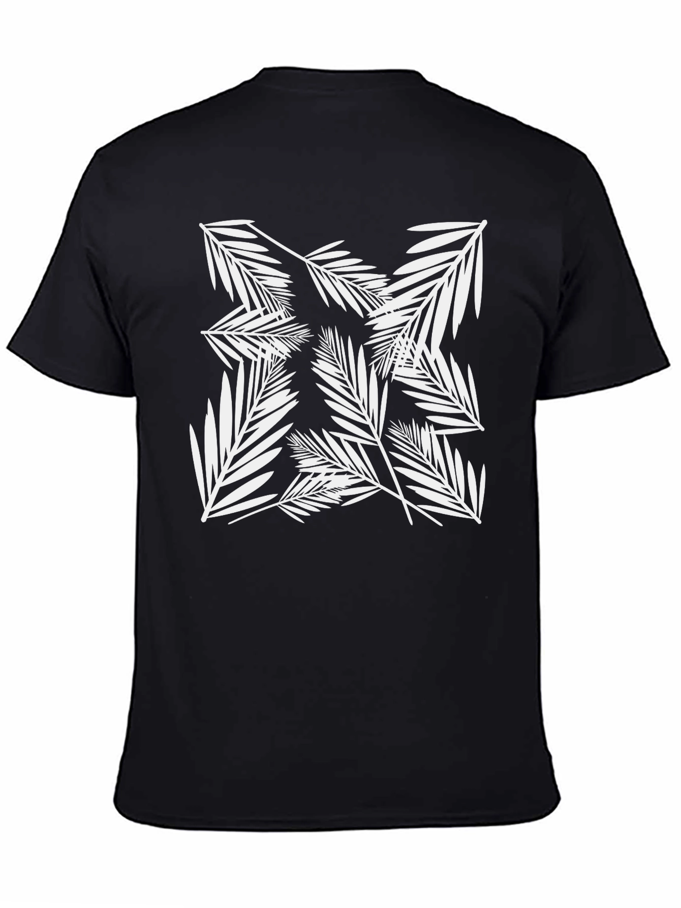 Leaf Print Black T-Shirt
