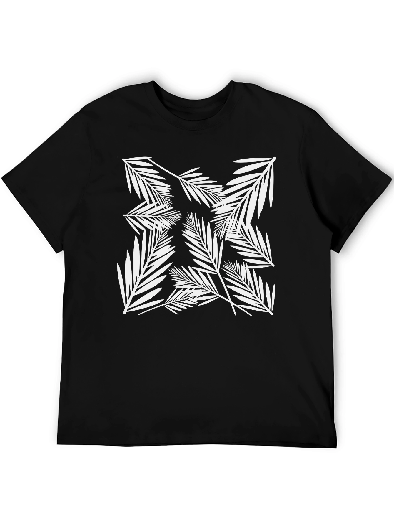 Leaf Print Black T-Shirt